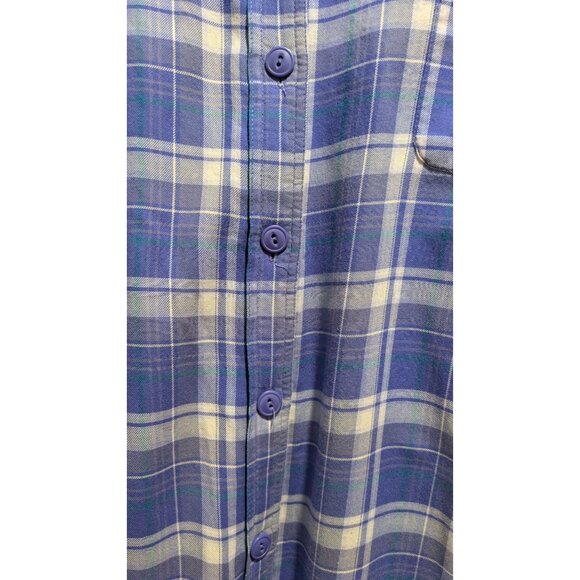LL Bean Womens Flannel Fleece Lined Shirt 2X Purple Plaid Jacket Shacket Button - Picture 8 of 12